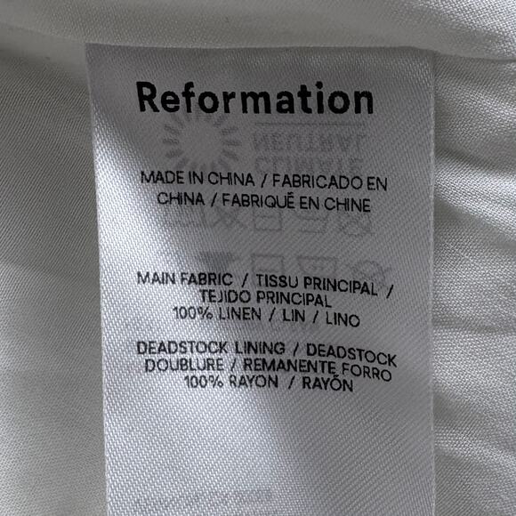 Reformation Frieda Linen Midi Dress Size 4 Blue White Floral Trad Wife Cottage - Picture 12 of 16